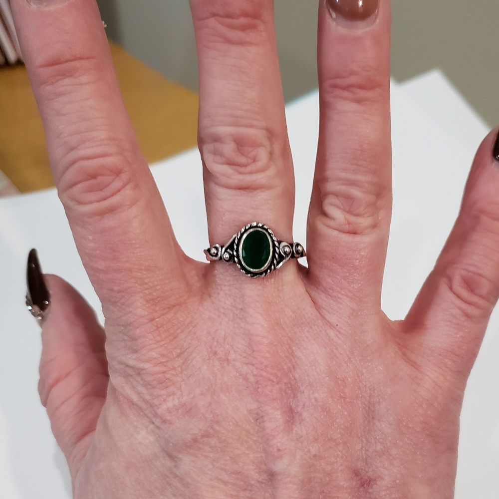 Emerald Gemstone 925 Silver Handmade Vintage Anti… - image 6